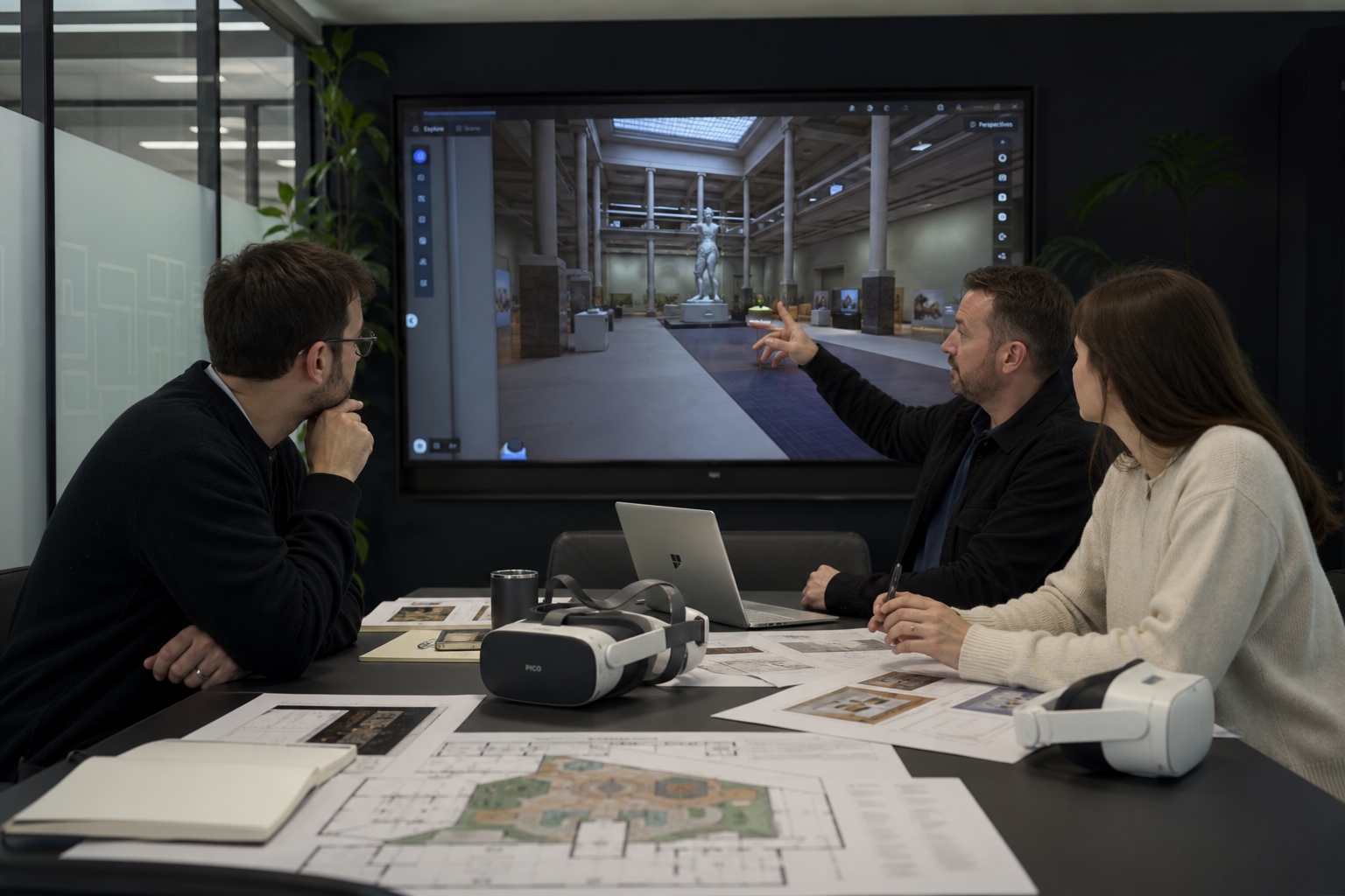 RUNIX DATA development team working on VR museum environment